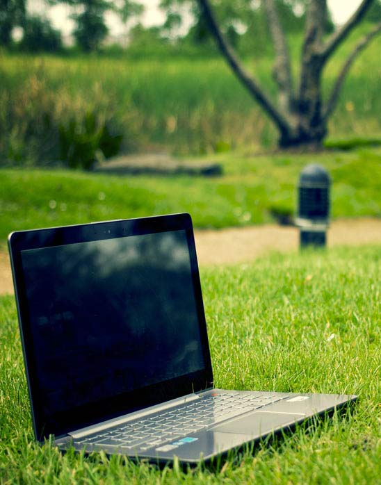 Laptop on the grass