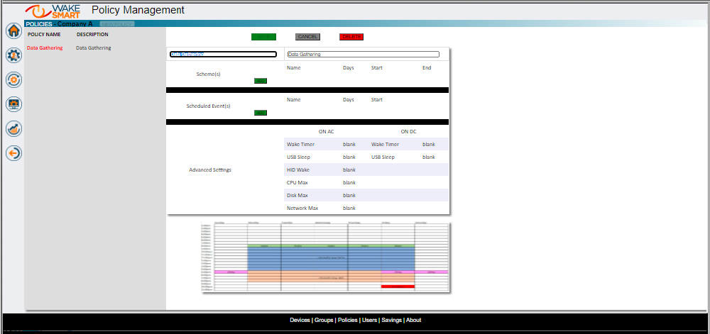 WakeSMART Policy Management screen